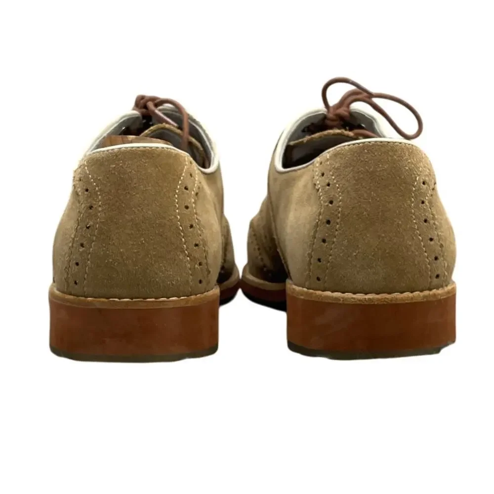Johnston & Murphy Tan Taupe Suede Sheepskin Leather Oxford Dress Shoe Men 9M